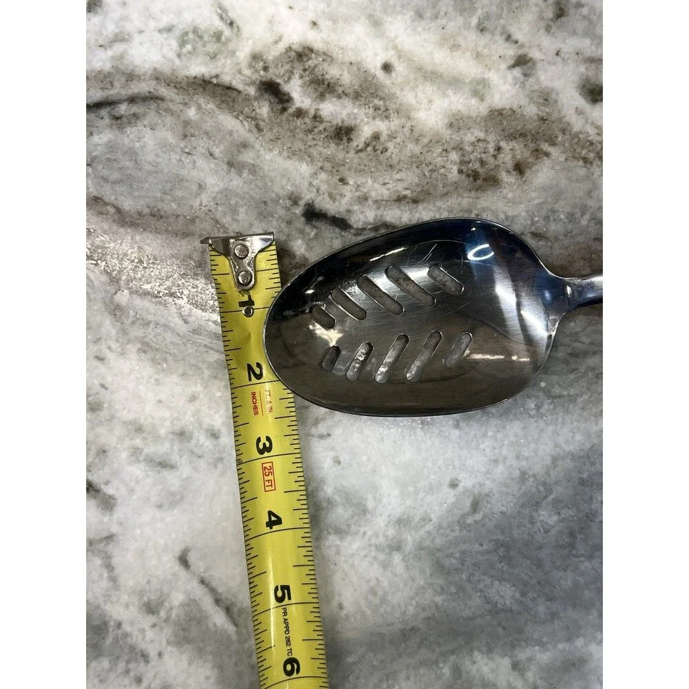 Ski & Sea Stainless Serving Slotted Spoon Black Handle 13” Japan EUC